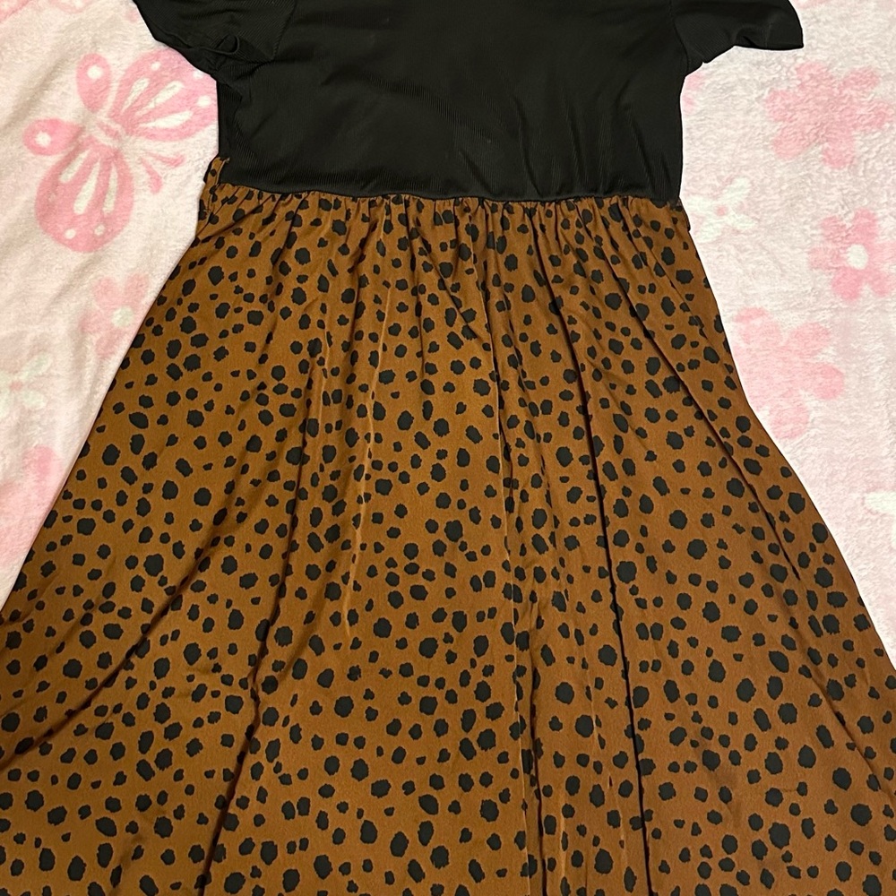 SHEIN Black and Brown Spotted Dress
